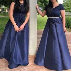 2 piece, navy blue gown